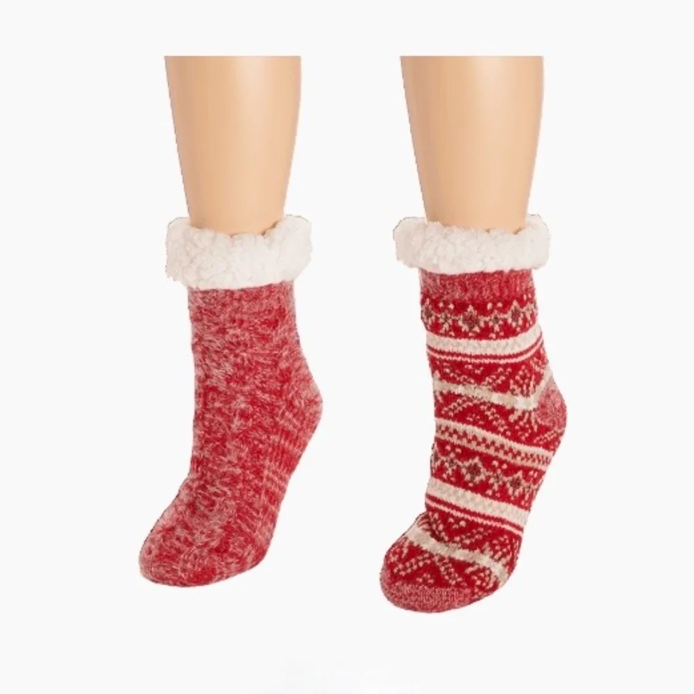 NWT MUK LUKS® Plush Faux Shearling Lined Cabin Socks (2-Pack Luxury Gift Set)